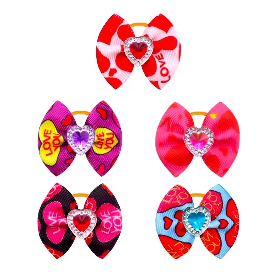 valentine pink & purple bling official groomer bows