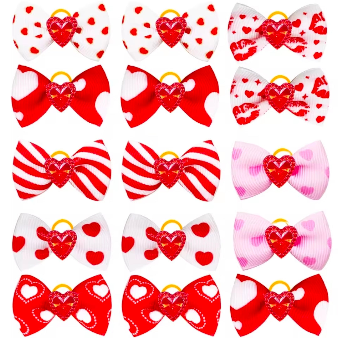 valentine reds bling official groomer bows