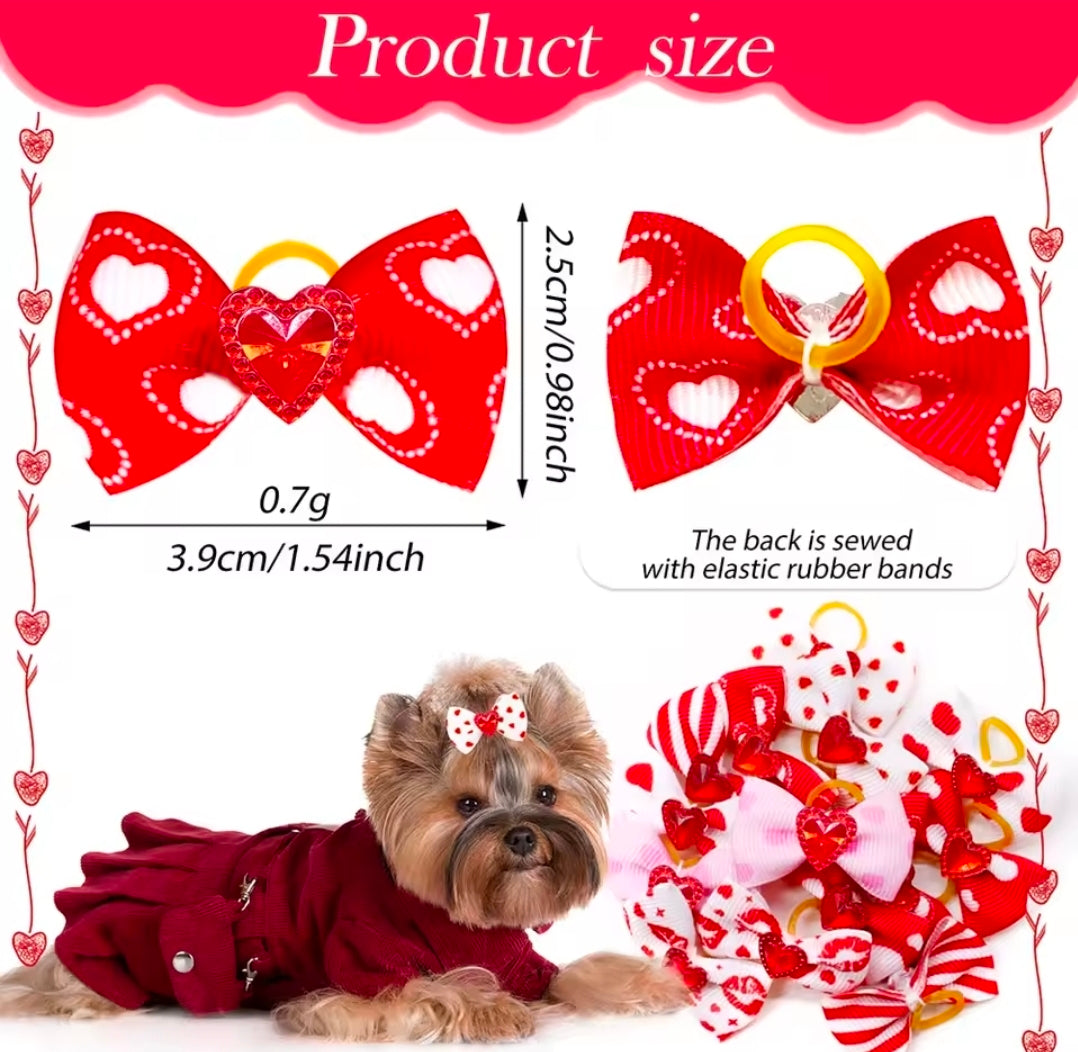 valentine reds bling official groomer bows